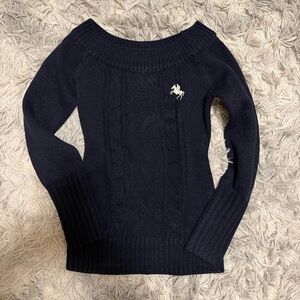 SHEIN Dark Blue Cable Knit Sweater